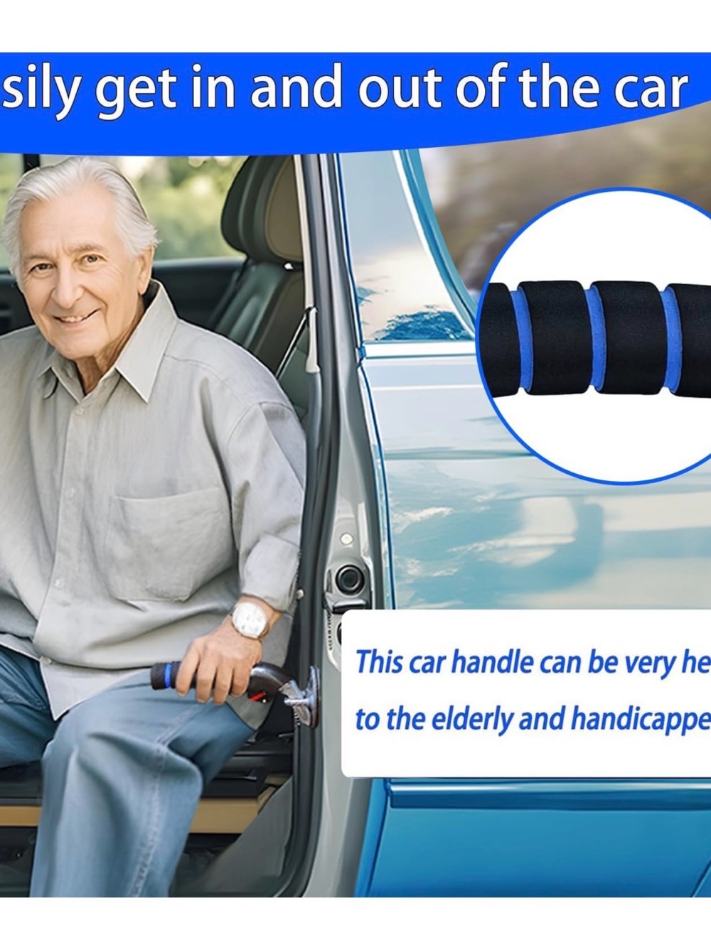 Amazon Black and Blue Foam Handle Grip car tool for elderly